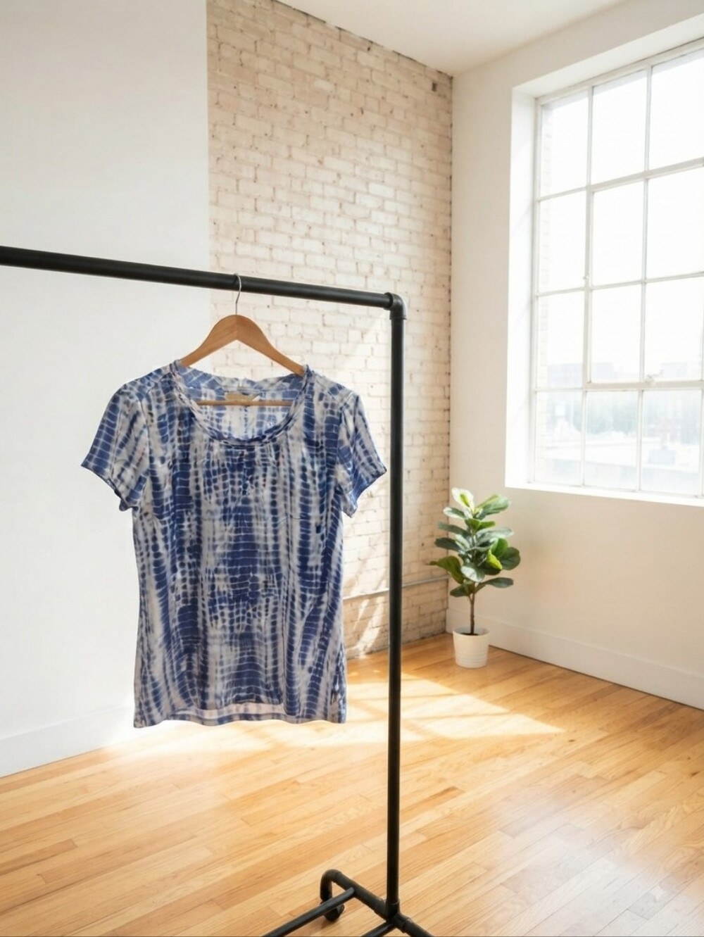 Michael Kors Blue and White Tie-Dye Short Sleeve Tee
